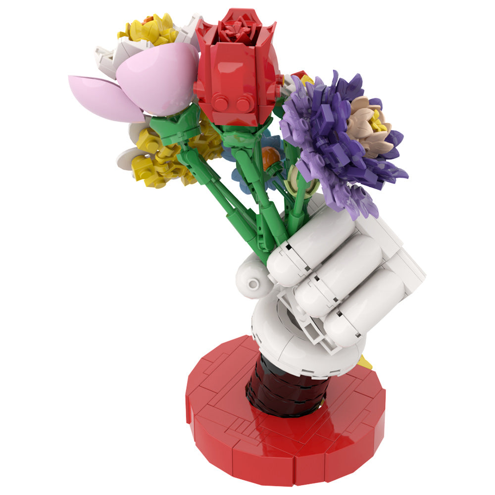 mickey dual-head rose bouquet building set | lego compatible - 5