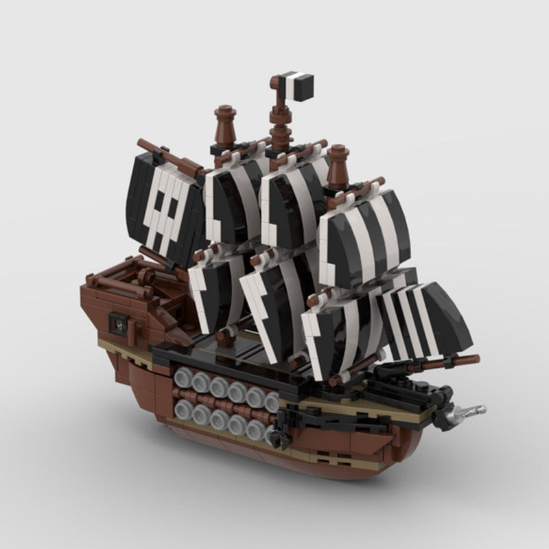 Micro Pirate Ship MOC Building Kit | Miniature Fantasy Vessel Model - 1