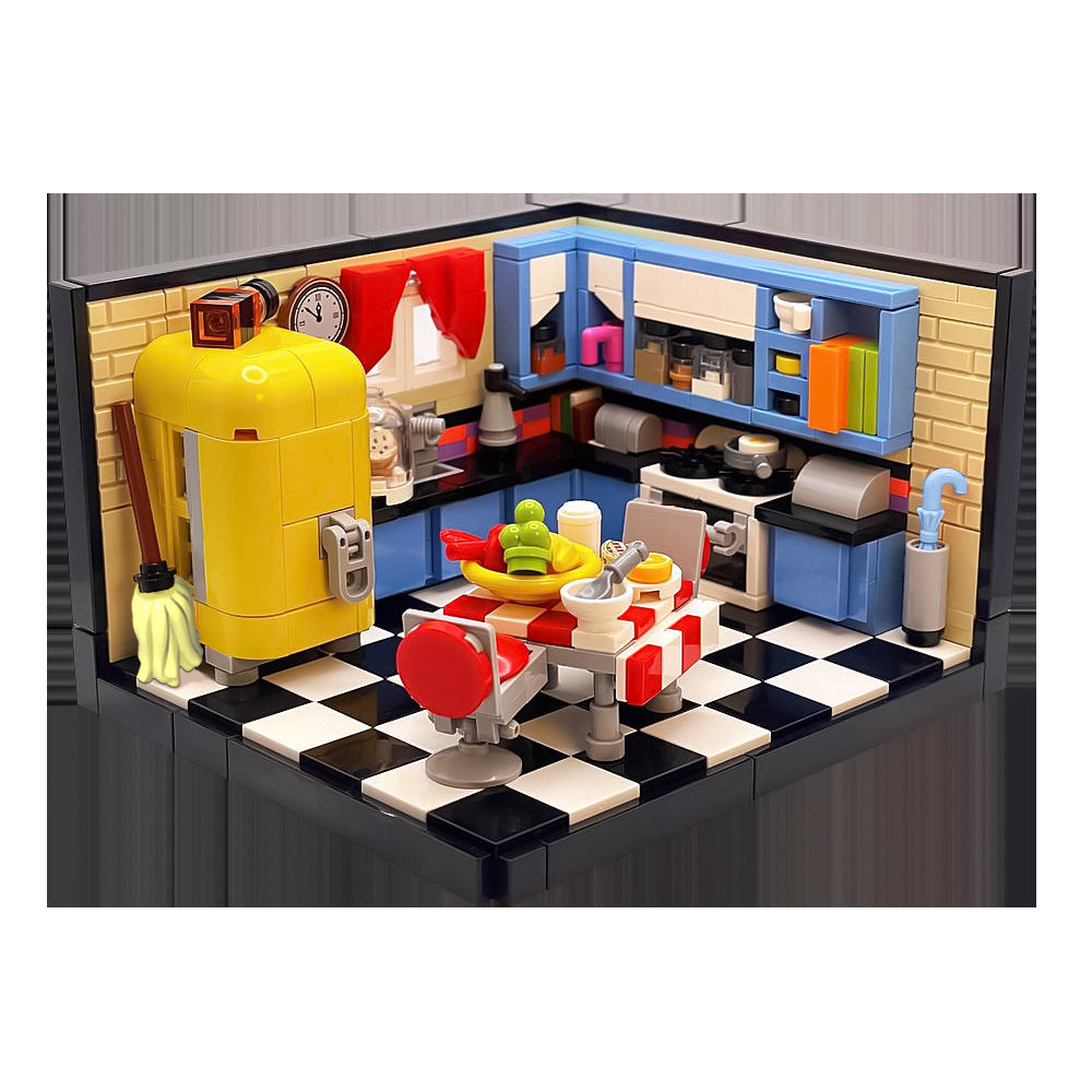 Mid-Century Kitchen Diorama Building Kit | LEGO-Compatible MOC - 2