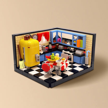 mid-century kitchen diorama building set | moc-161065 - 1