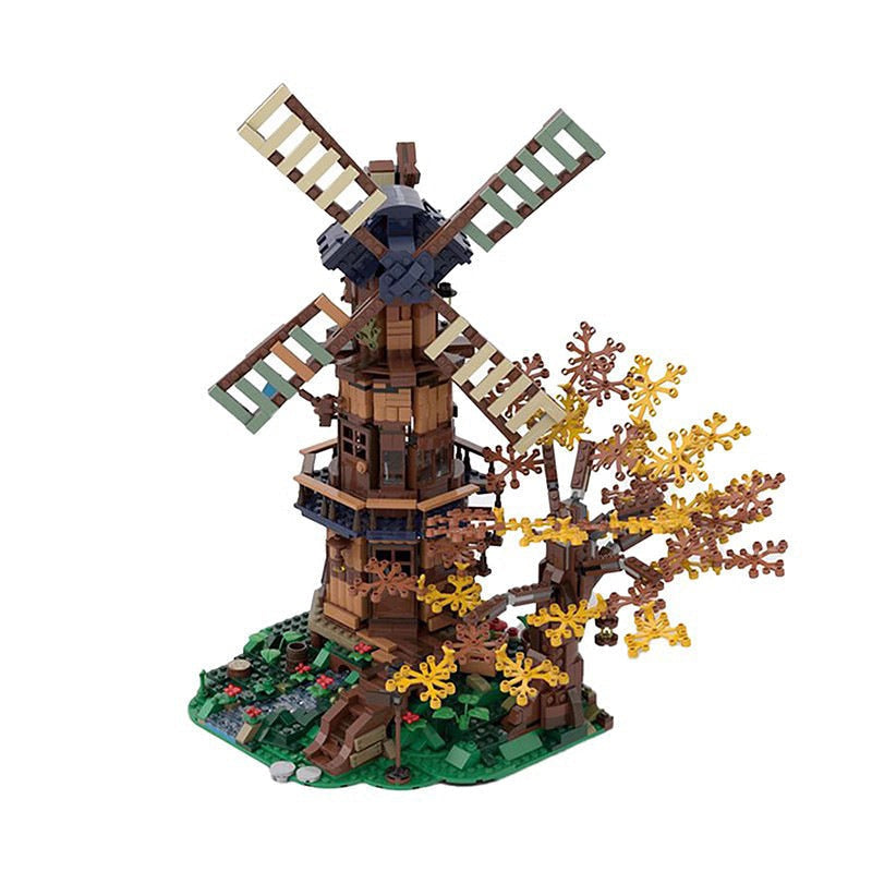 Mill on the Hill MOC Building Kit | Medieval Village Architecture Model - 1