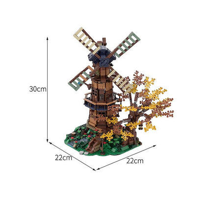 Mill on the Hill MOC Building Kit | Medieval Village Architecture Model - 2