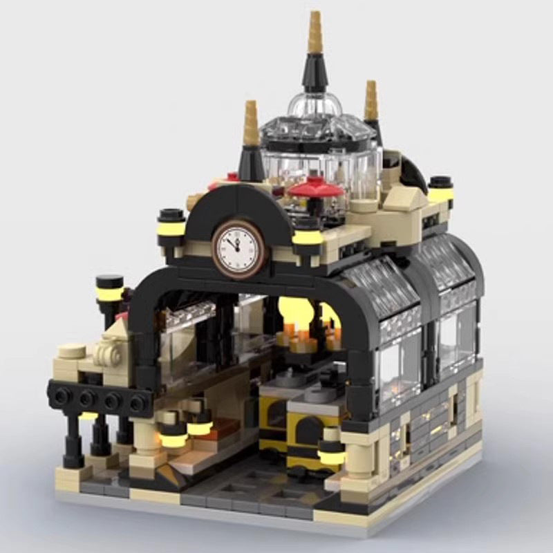 mini 910002 studgate train station building set | moc-145087 - 4