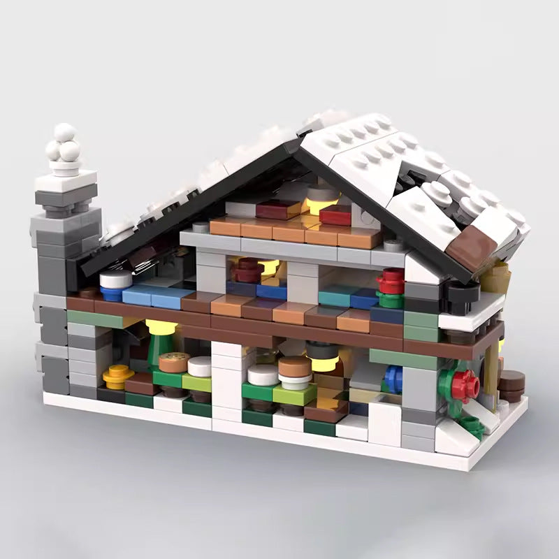 mini 910004 winter chalet building set | moc-150937 - 2
