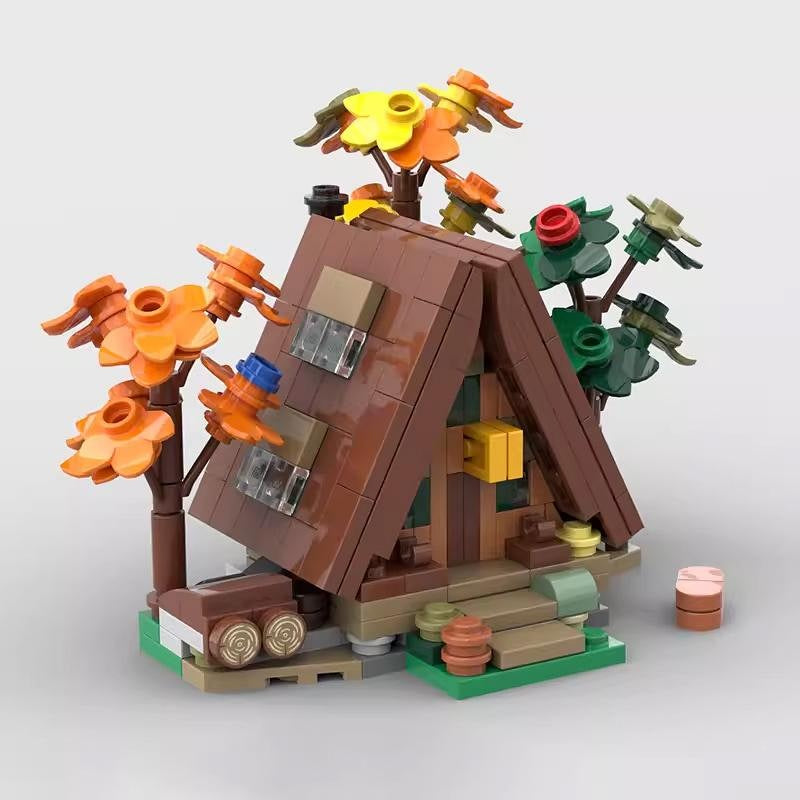 Mini A-Frame Cabin MOC Building Kit | Rustic Woodland House - 3