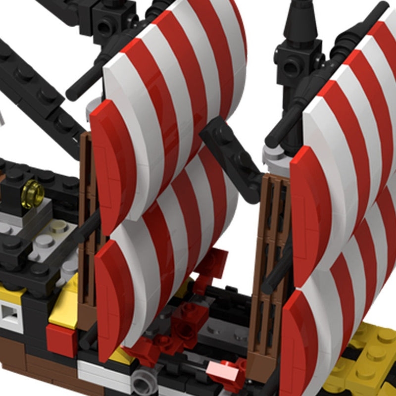 Mini Black Seas Barracuda MOC Pirate Ship Building Kit - 4
