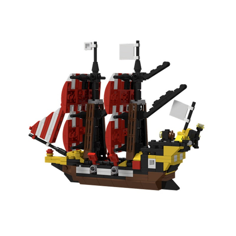 Mini Black Seas Barracuda MOC Pirate Ship Building Kit - 5