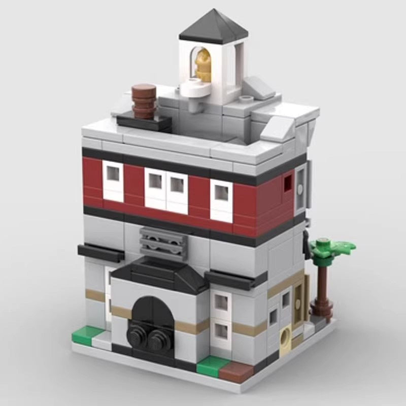 Mini Modular Fire Brigade MOC Building Kit | City Fire Station Model - 3
