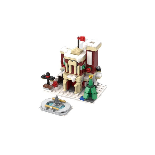 Mini Winter Fire Station MOC Building Kit | Christmas Village Architecture - 1