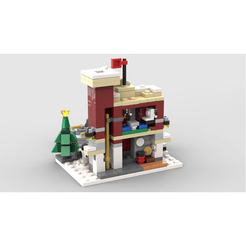Mini Winter Fire Station MOC Building Kit | Christmas Village Architecture - 7