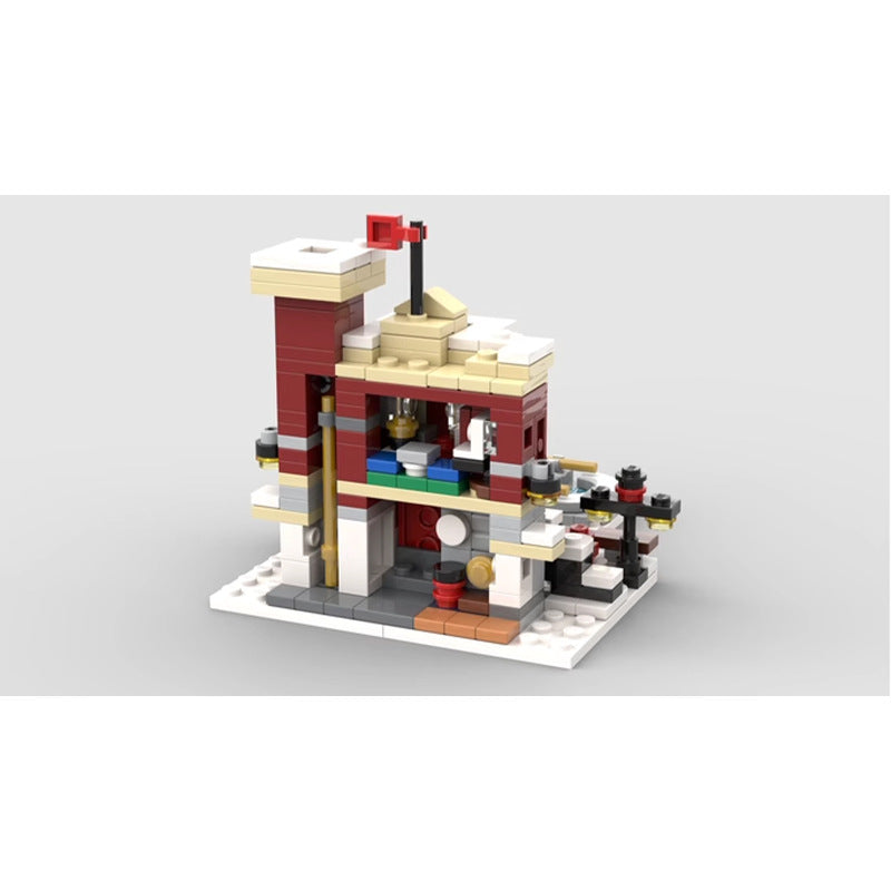 Mini Winter Village Fire Station Building Kit | LEGO-Compatible MOC - 5