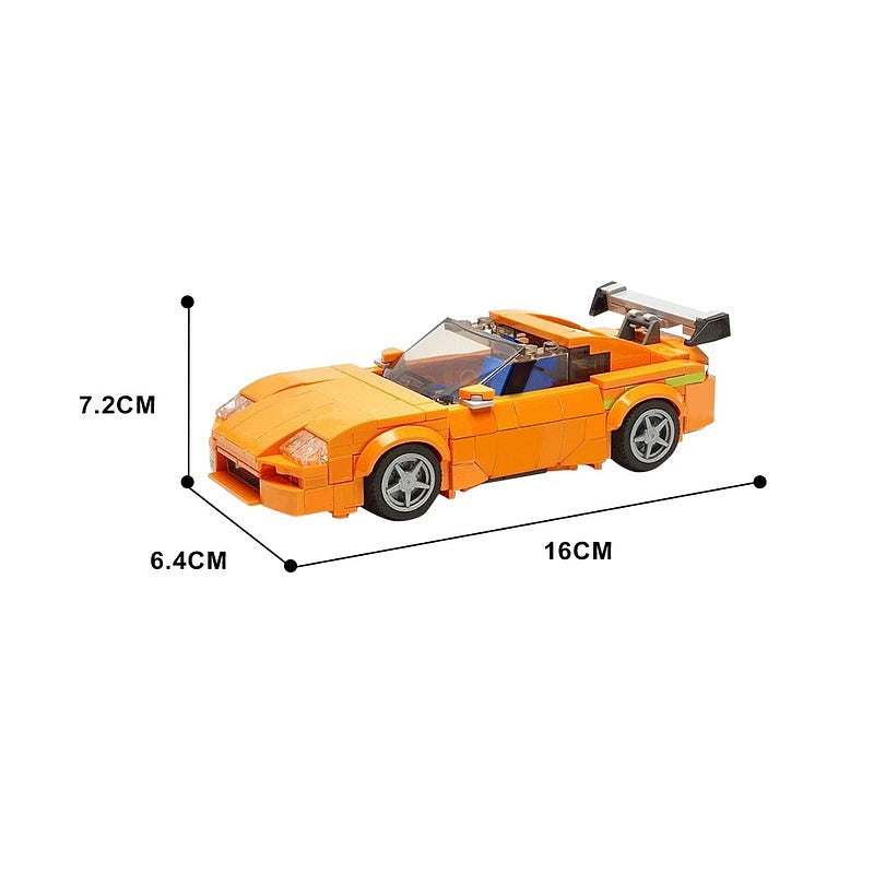 MK4 JDM Twin-Turbo Street Racing Coupe MOC Building Kit | Orange Sports Car - 3