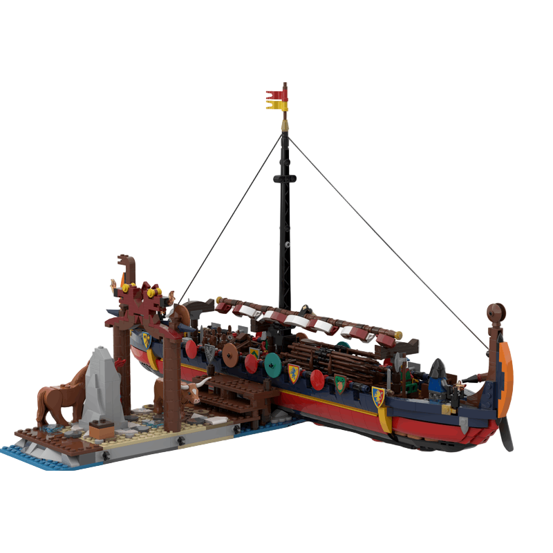 moc-160231 moc-163397 viking village & harbour ship - 2105 pcs