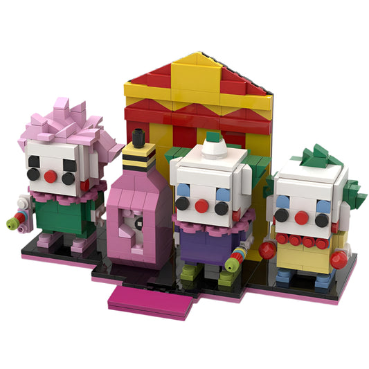 moc-64660 killer klowns brickheadz from outer space - spike, shorty and jumbo - 1
