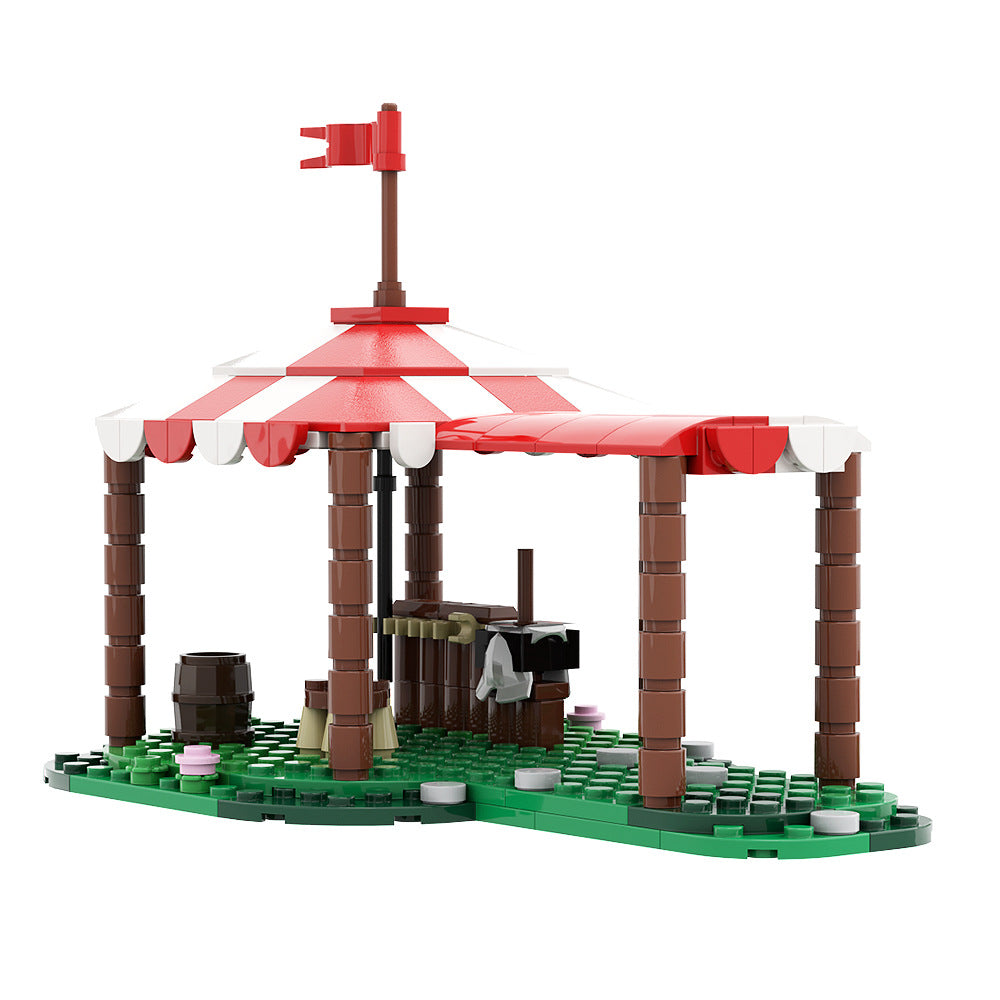 moc-82398 knights tent building set - gobricks - 4