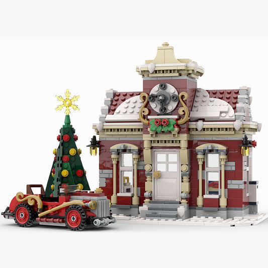 moc-84431 little winter town hall christmas tree - 983 pcs - 1