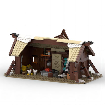 moc set - viking longhouse diy building model ornaments - 640 pcs - 2