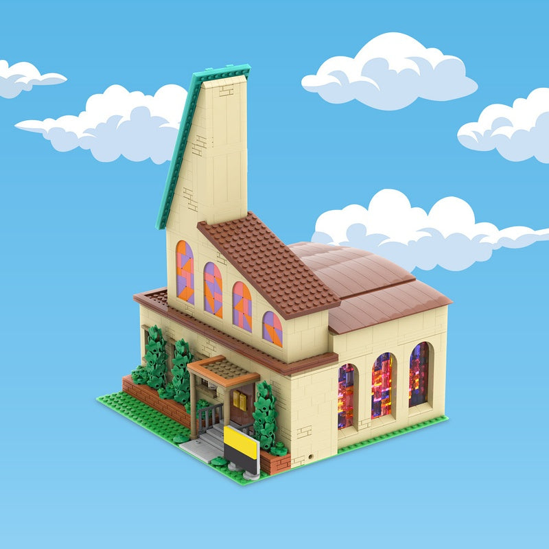 Modular Animated Sitcom Town Church Building Kit | Compatible MOC - 1