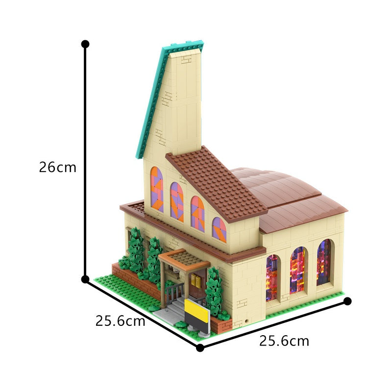 Modular Animated Sitcom Town Church Building Kit | Compatible MOC - 4