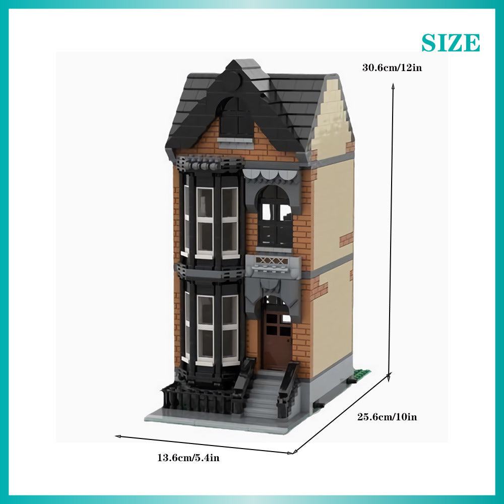 modular brownstone house building set | moc-162599 - 2