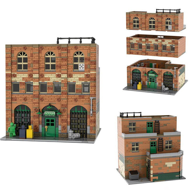 Modular Paddy's Pub MOC Building Kit for City Street Display - 2