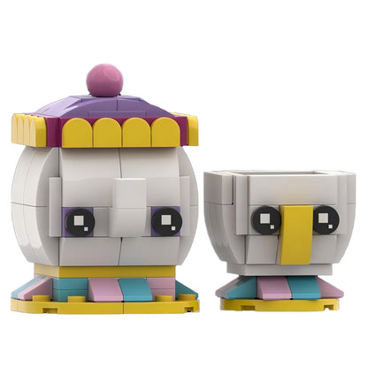 mrs. potts & chip brickheadz moc building set | beauty and the beast | lego compatible - 2