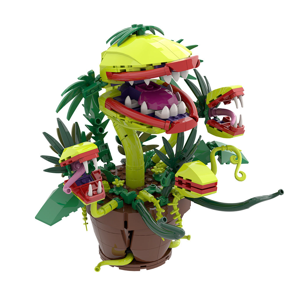 multi-headed audrey ii carnivorous plant moc building kit | little shop of horrors - 3