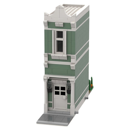 Narrow Sage Green Modular House MOC Building Kit - 1