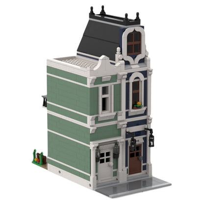 Narrow Sage Green Modular House MOC Building Kit - 4