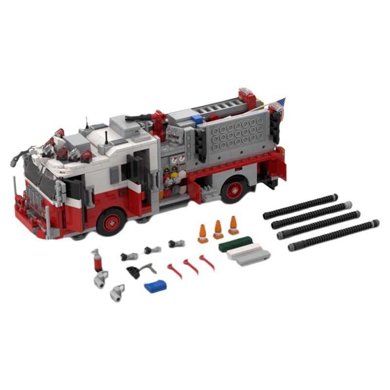 New York-Style Aerial Ladder Fire Truck MOC Building Kit - 3