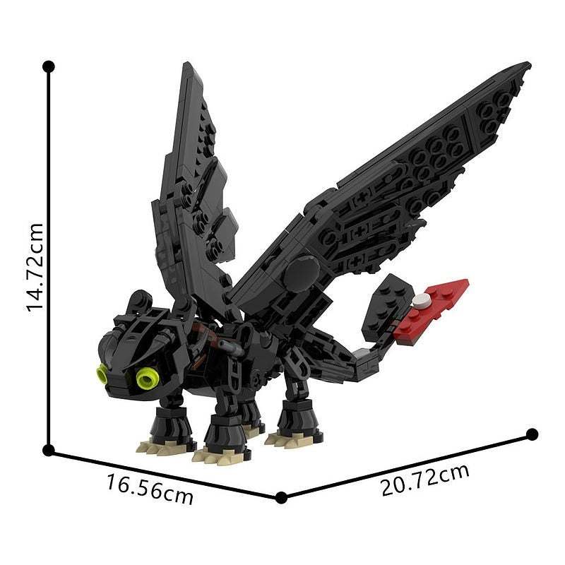 Night Fury Strike Dragon MOC Building Kit | Fantasy Creature Figure - 4