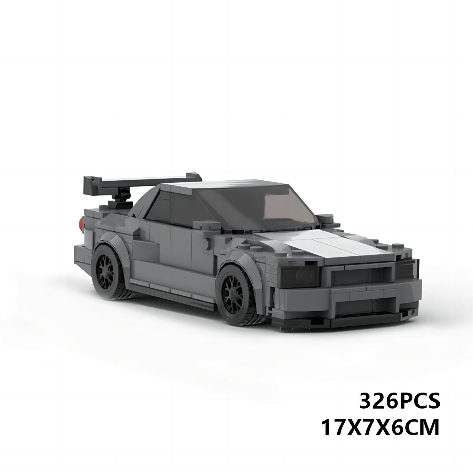 nissan skyline gt-r (r34) building set - dark grey | moc-130992 - 6