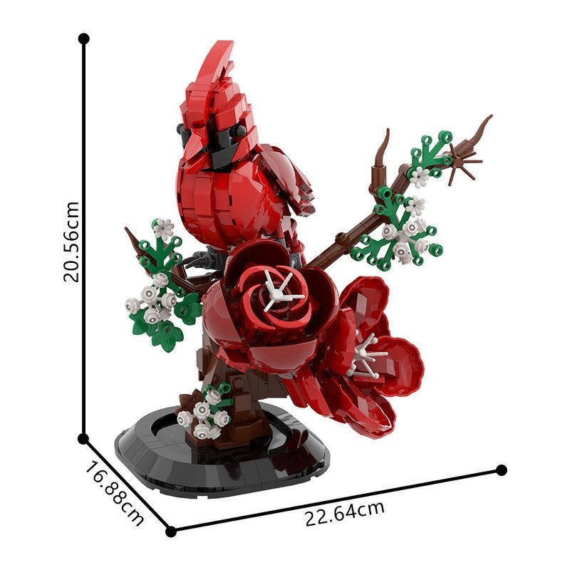 Northern Cardinal Bird MOC Building Kit | Wildlife Display Model with Base - 5