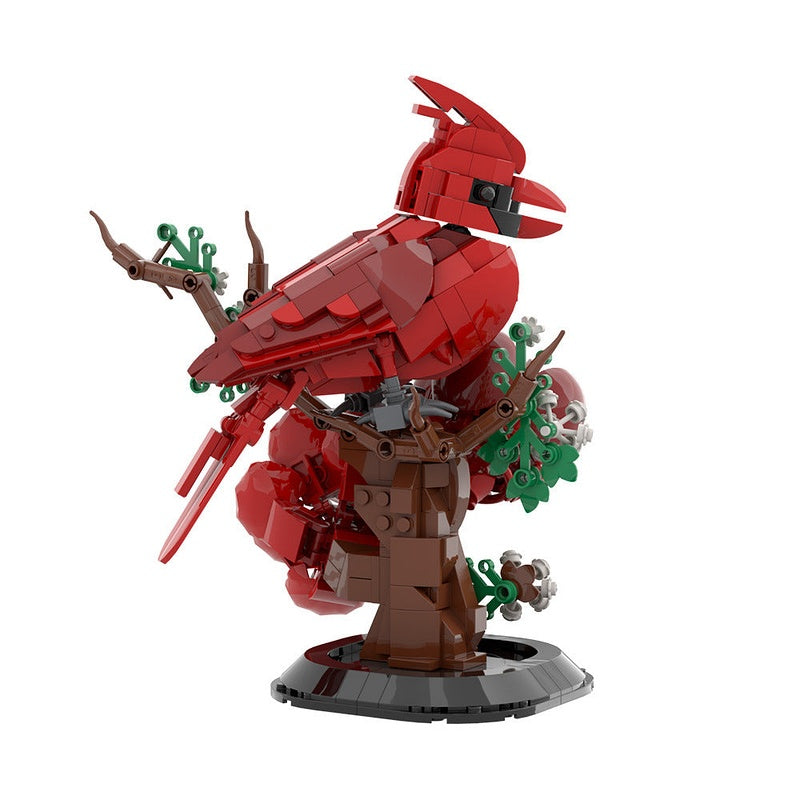 Northern Cardinal Bird MOC Building Kit | Wildlife Display Model with Base - 6