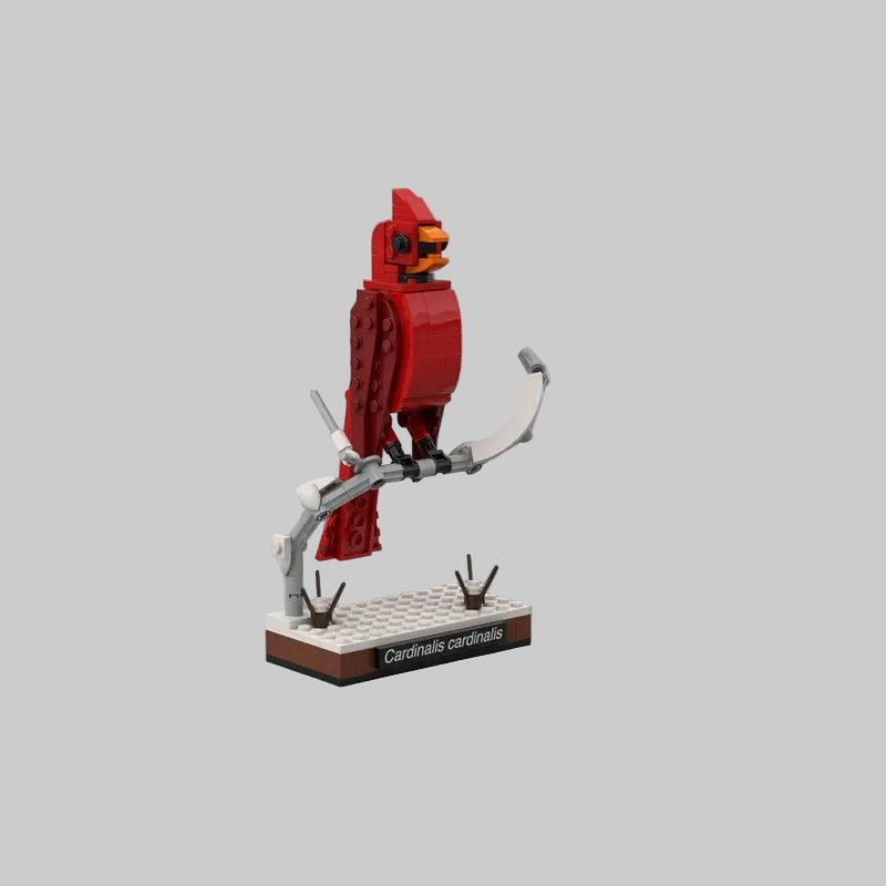 Northern Cardinal Bird MOC Building Kit | Wildlife Display Model with Base - 8