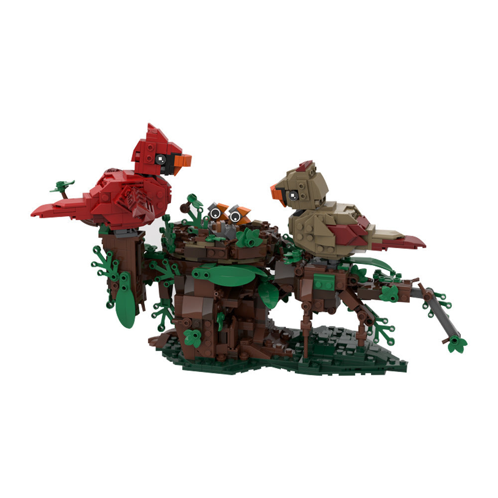 Northern Cardinals with Nest Building Kit | LEGO-Compatible MOC - 1