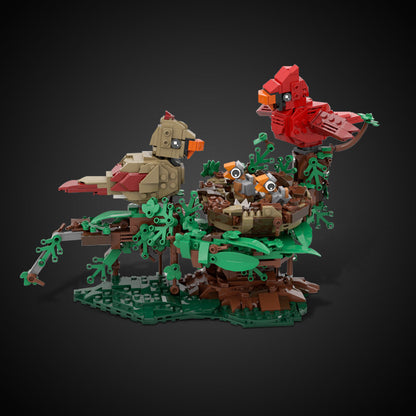 Northern Cardinals with Nest Building Kit | LEGO-Compatible MOC - 2