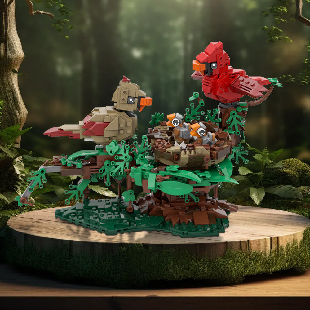 Northern Cardinals with Nest Building Kit | LEGO-Compatible MOC - 3