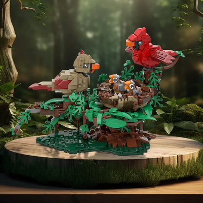 Northern Cardinals with Nest Building Kit | LEGO-Compatible MOC - 3