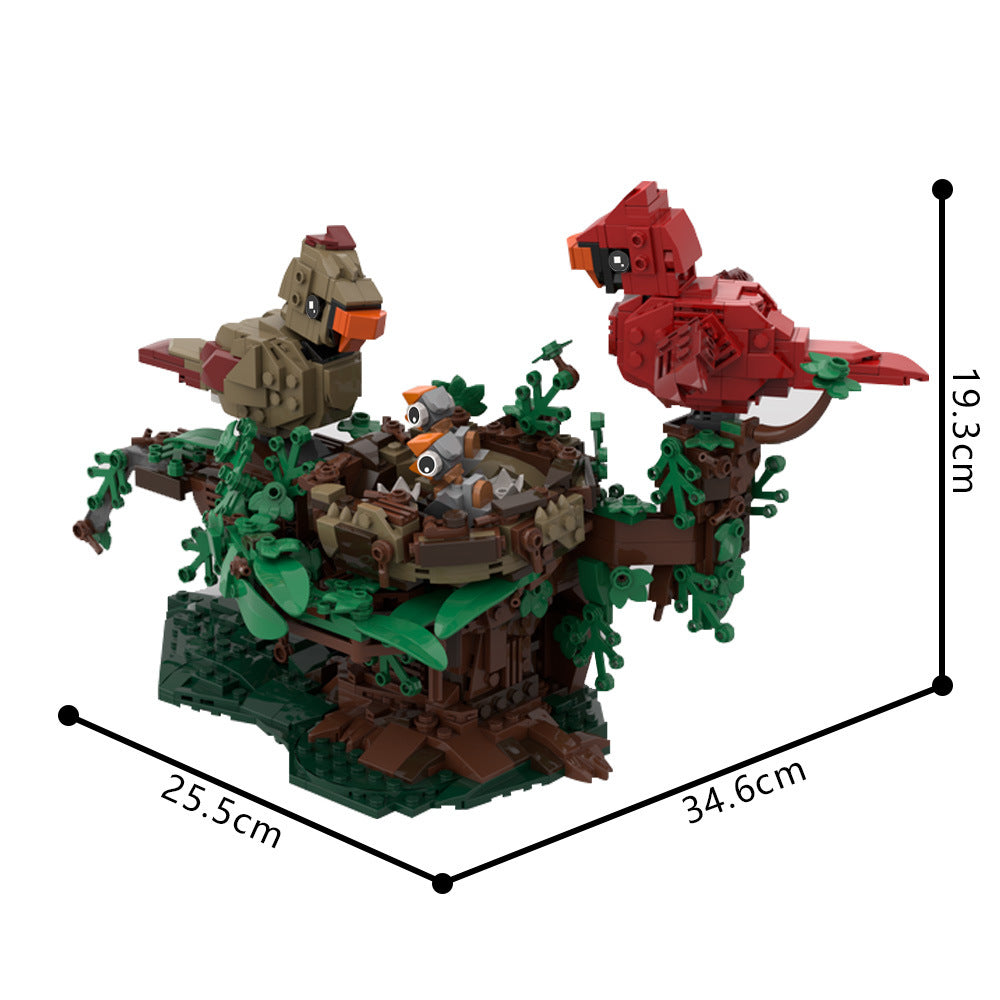 Northern Cardinals with Nest Building Kit | LEGO-Compatible MOC - 4