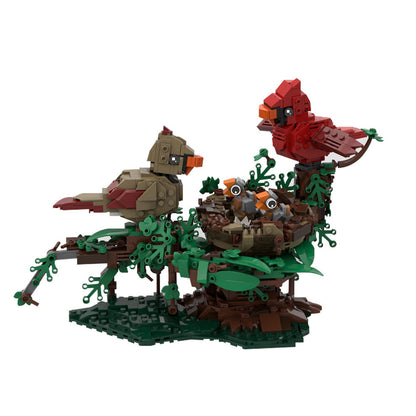 Northern Cardinals with Nest Building Kit | LEGO-Compatible MOC - 5