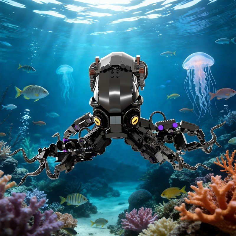 Obsidian Octopus Mecha Treasure Hunt Building Kit | LEGO-Compatible MOC - 7