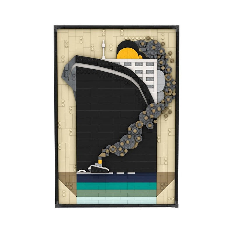 Ocean Liner Poster MOC Building Kit | Maritime Art Display Model - 1
