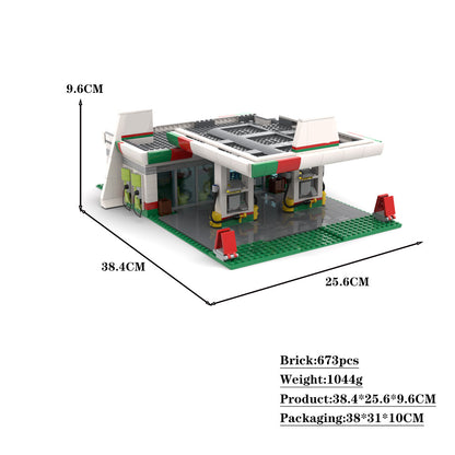 octan gas station building set | moc-51513 - 2