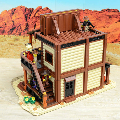 Old West Saloon & Hotel MOC Building Kit | Historic Town Architecture - 4
