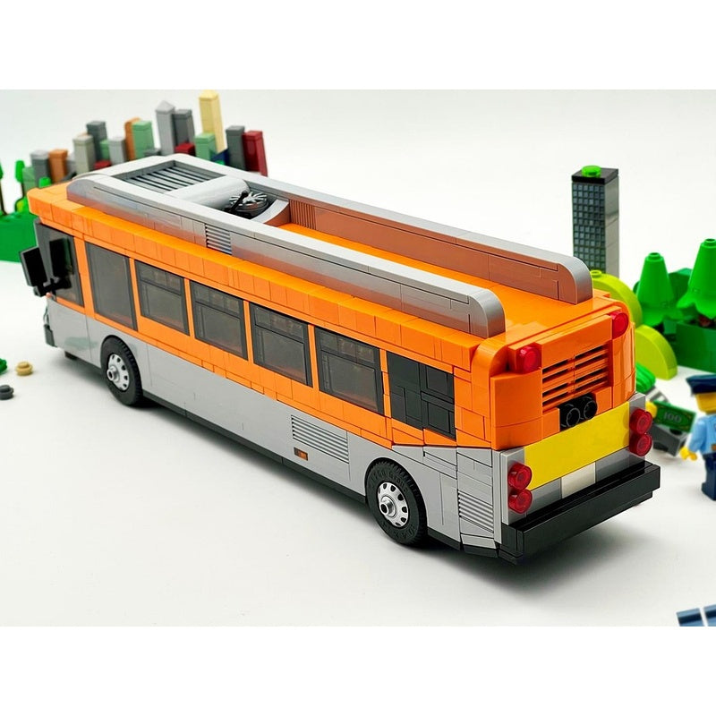 Orange & Gray West Coast City Bus MOC Building Kit - 4