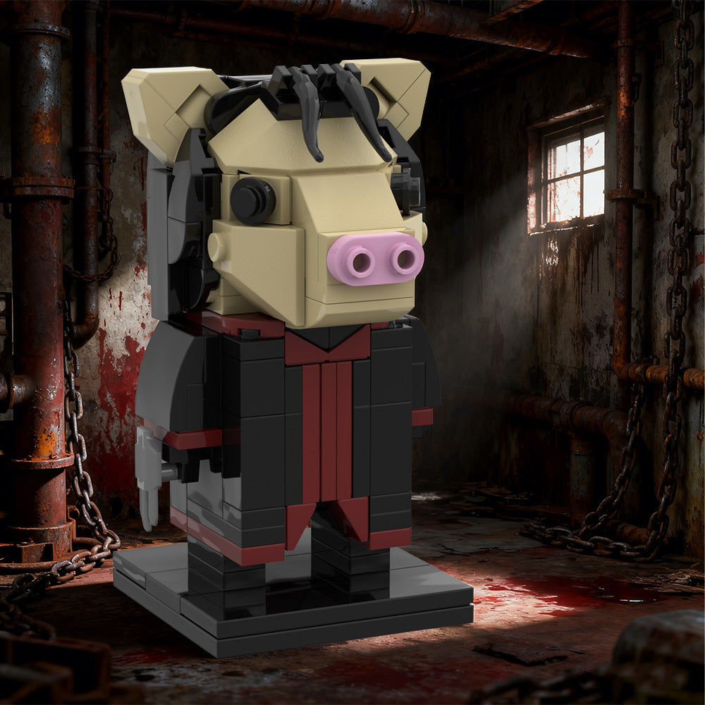 pig mask brickheadz building kit | saw | lego compatible moc - 2