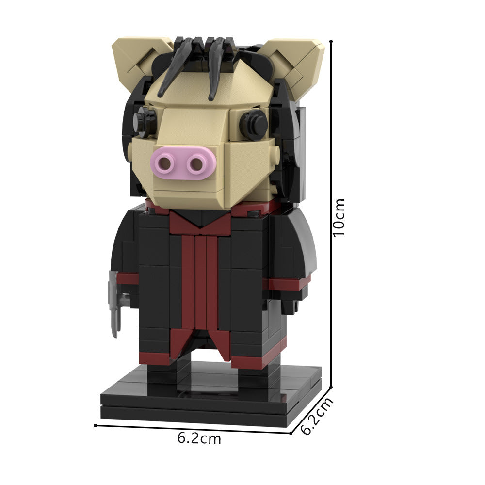 pig mask brickheadz building kit | saw | lego compatible moc - 3