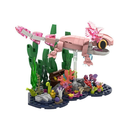 Pink Axolotl Building Kit | LEGO-Compatible Animal MOC - 1