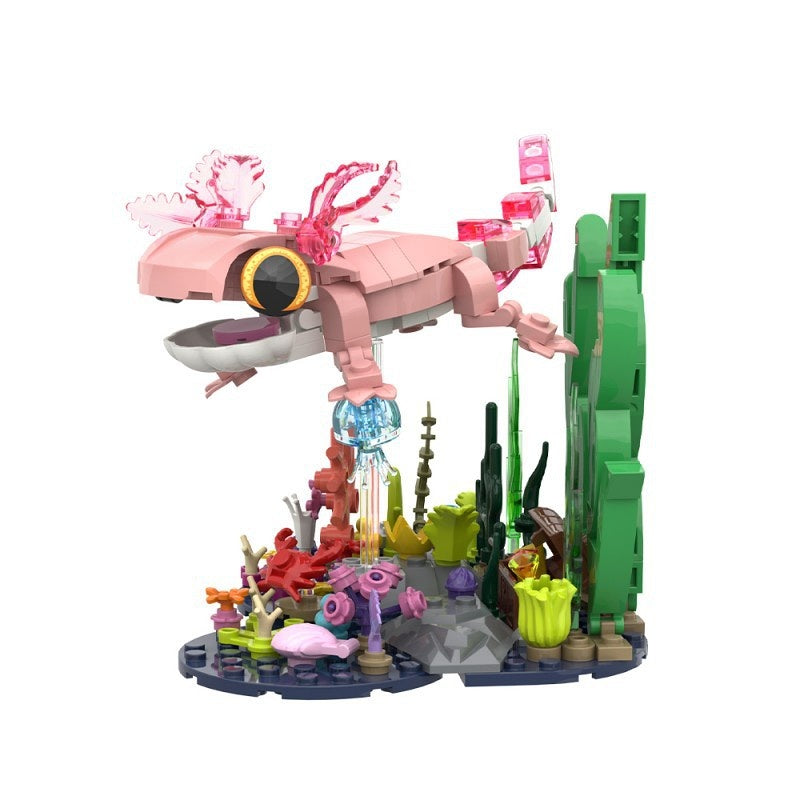 Pink Axolotl Building Kit | LEGO-Compatible Animal MOC - 3
